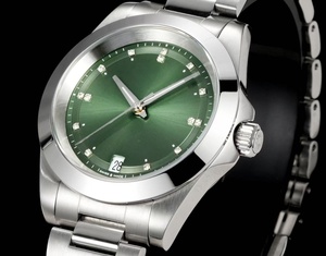 Reloj deportivo mecánico multifuncional de acero inoxidable resistente al agua para mujer, a la moda, color verde - Product Image 5
