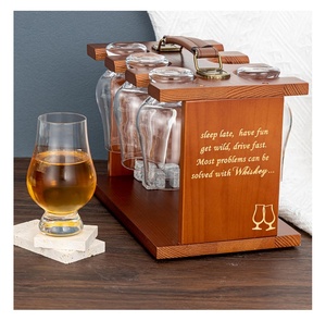 Porte-verres de dégustation de whisky en bois Compatible <span class=keywords><strong>Glencairn</strong></span> Verres à whisky Set 6 Verrerie Support de séchage Transporteur Bourbon Whisky - Product Image 4
