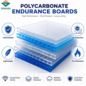 Panneau de toiture de serre en plastique à double paroi transparent, léger, durable, anti-UV, plaque en <span class=keywords><strong>polycarbonate</strong></span> creuse - Product Image 1