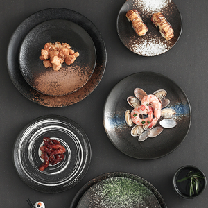 Assiettes à dîner en céramique <span class=keywords><strong>de</strong></span> style japonais minimaliste, personnalisables, écologiques, 6 pouces, 8 pouces, 9 pouces, pour le petit-déjeuner, le steak, les nouilles - Product Image 5