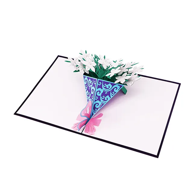 Winpsheng arte e artesanatos pop up, flores de papel de agradecimento com envelopes