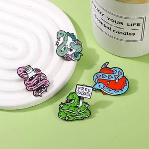 Custom Cartoon Snake Enamel Pins Irregular Shape Zinc Alloy Hard Enamel Animal Theme Art Collectible Metal <b>Craft</b> Accessories - Product Image 2