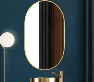 Bingkai Cermin Dinding Bentuk Oval Panjang, Desain Salon Tahan Ledakan Perak 5Mm 6Mm