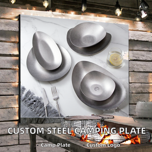 Juego de Platos Ovalados de Metal para Servir, Diseño Minimalista Pulido, Aptos para Lavavajillas, Vajilla de Color Sólido para Fiestas - Product Image 2