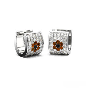 Eleganti Orecchini a Perno con Fiore in Oro Bianco e Cristalli, Stile Classico in Argento 925 per Uso Quotidiano Femminile - Product Image 3