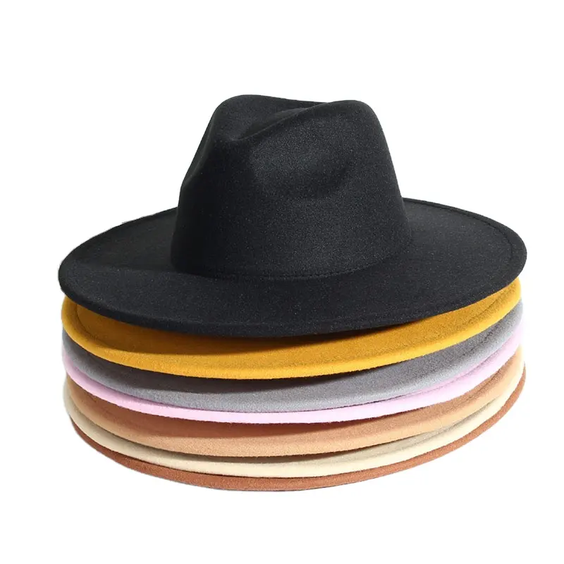 ริบบิ้นที่กําหนดเองขายส่งหมวกปีกกว้างหมวก Fedora Unisex หมวกปีกกว้างหมวก Fedora ผู้ชาย