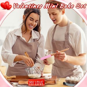 Juego <span class=keywords><strong>de</strong></span> Repostería Mini para San Valentín Fuutreo, Espátula, Batidor, Rodillo, Resistente al Calor, Diseño <span class=keywords><strong>de</strong></span> Corazones, para Hornear, Cocinar, Servir y Mezclar - Product Image 4