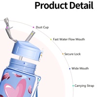 Botol Minum Plastik 750ml Bentuk Hati Bermotif Kelopak Bunga, Dapat Digunakan Kembali, Anti Bocor, Hadiah Pasangan, Pelajar, Kembali ke Sekolah, Festival, UV