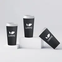 LOKYO personalizzato stampato monouso singola parete 10oz bevanda calda eco-friendly nero carta tazze da caffè con coperchio