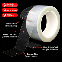 Cinta Adhesiva Acrílica Transparente de Doble Cara AB, Resistente al Calor, para Recortar, Unir y Fijar Paneles de Vidrio de Electrodomésticos y Pantallas Táctiles