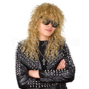 Disfraz Peluca 80s Pelucas Disfraces de Halloween <span class=keywords><strong>Hombre</strong></span> Rock Hairpiece Long Curly Punk Heavy Metal <span class=keywords><strong>Mullet</strong></span> Peluca - Product Image 4