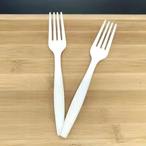 7 pollici compostabile stoviglie prezzo di fabbrica usa e getta in plastica forchette cucchiai di amido di mais 17.5cm lungo forchetta per la cena