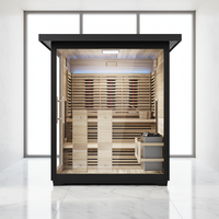 Sauna infrarouge extérieur pour 4 personnes, noir, sauna combiné extérieur avec éclairage LED, utilisation domestique et jardin, sauna vapeur traditionnel