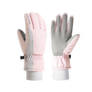 Gants de ski pour femmes, 5 doigts, compatibles écran tactile, imperméables, isolés thermiquement, légers, chauds, doublure intérieure longue en polaire pour le ski - Product Image 1