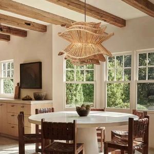 โคมไฟแขวนหวายทรงกลม E27 แหล่งกำเนิดแสง LED สำหรับห้องนั่งเล่นและห้องรับประทานอาหารโรงแรมที่พักอาศัยอุปกรณ์ให้แสงสว่าง - Product Image 5