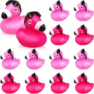 Customized Logo Hot Pink Plastic Flamingos Rubber Duck <b>Bath</b> Toys Bulk for Baby Shower Birthday Party Favors Classroom Prizes - Product Image 3