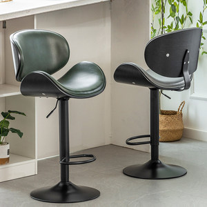 Tabourets de bar de cuisine modernes et réglables de qualité supérieure avec dossier incurvé, siège en cuir synthétique, structure en acier - Product Image 4