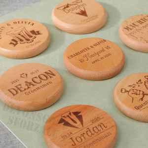 Benutzer definierte Laser druck Werbe Kühlschrank Magnet Runde Buche Holz Bierflaschen öffner für Hochzeits geschenk - Product Image 5