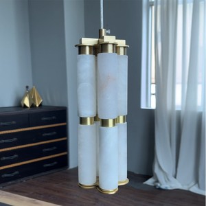 Lámpara de Araña LED de Alabastro Natural para Decoración del Hogar, Minimalista, Blanco Cálido, Moderna, Colgante de Mármol Cilíndrico para Sala de Estar o Villa - Product Image 2