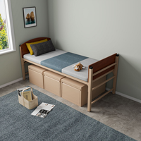 Lit simple en métal robuste avec armoire sous le lit, fabriqué sur mesure par Topohut Factory, pour dortoir moderne