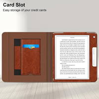 AilesTecca Sarung Kulit PU Vintage Berembos untuk Kindle Paperwhite Generasi ke-11/12, Penutup Folio dengan Slot Kartu