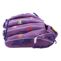 Gants de baseball brodés gratuits, couleur violette, en cuir de kip de haute qualité, gants de baseball et de softball personnalisés, Guante De Beisbol, mitaines de baseball