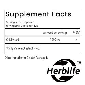 Cápsulas de Hierba de Gallina (OEM/ODM) |   1000 mg |   120 Unidades |   Extracto Sin Gluten y Sin OMG |   Suplemento Herbal, Apoyo Inmunológico - Product Image 2