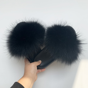 Pantuflas de Piel de Mapache Real para Mujer, Niñas, Verano, Invierno, Primavera, Otoño, Punta Abierta, Esponjosas, Antideslizantes, Transpirables, para Casa, Interior, Exterior, Talla Grande - Product Image 6