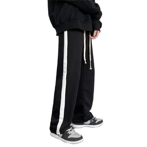 Pantalones de chándal deportivos de Hip Hop para hombre, pantalones de chándal de ocio a rayas con bloqueo de Color, ropa de calle plana de cintura media con cordón, pantalón de ocio - Product Image 4