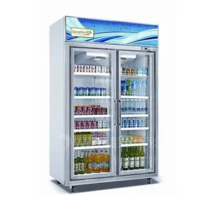 Supermarket Glass Door Display Refrigerator Upright Beverage Cooler Soft Drink Fridge