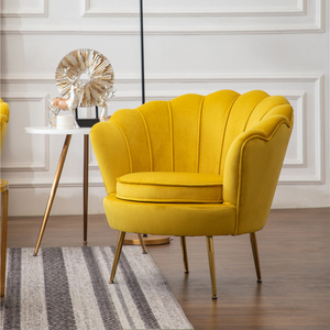 Poltrona di Design di Lusso per <span class=keywords><strong>Soggiorno</strong></span> Moderno, Sedia Singola in Velluto con Gambe in Metallo Dorato, Arredamento per Casa e Hotel - Product Image 1