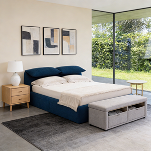 <span class=keywords><strong>Lit</strong></span> double minimaliste en bois rembourré et confortable - Product Image 2