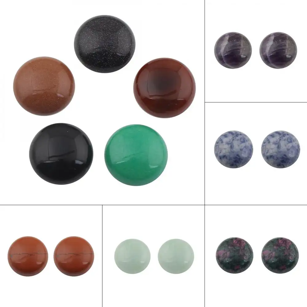 Cabochons Kralen Natuurlijke Groothandel Edelsteen Leverancier Platte Ronde Diy Sieraden 20X7Mm 10 Stks/zak 674668