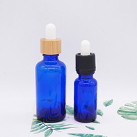 Bouteille d'acupuncture en verre bleu au Cobalt, avec compte-gouttes noir, 30ml, 10 ml
