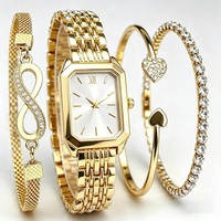 Ensemble de montres à quartz pour femmes en gros avec 3 bracelets, boîtier octogonal, cadrans assortis blanc, rose, noir, vert pour les détaillants