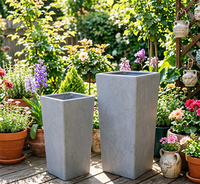 Pot de fleurs rond en matériau Fiberstone Clay pour la maison et le jardin