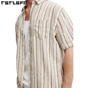 Camisas de Verano <span class=keywords><strong>Sostenibles</strong></span> para Hombre 2025, Rayadas, Urbanas, Protección Solar, Secado Rápido, Talla Grande, Blusas Casuales de Algodón <span class=keywords><strong>y</strong></span> Lino - Product Image 3
