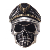 Bague ouverte vintage en acier inoxydable plaqué PVD or 18 carats, motif Captain Volcan Double Eagle Skeleton, pour collectionneur