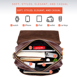 Sac à bandoulière pour homme BULLCAPTAIN, grand sac en cuir véritable, de haute qualité, pour voyager, sac messager, sac fourre-tout - Product Image 3