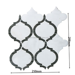 Mosaïque de pierre de Thassos grecque, mélange de marbre gris foncé poli, jet d'eau, arabesque, lanterne de <span class=keywords><strong>Marrakech</strong></span>, pour sol et mur intérieurs - Product Image 2