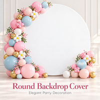 Penutup Lengkung Bulat Grosir untuk Dekorasi Pesta Pernikahan, Ulang Tahun, dan Baby Shower, Bahan Kain Polyester Stretch