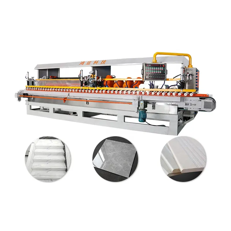 Hongyi 14 grinding heads automatic slab arc polishing stone horizontal chamfering grinding granite machine edge line polishing