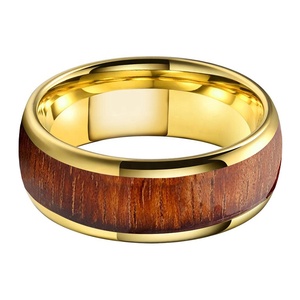 Coolstyle Jewelry anello in carburo di tungsteno dorato da 8mm per uomo donna fede nuziale di fidanzamento di moda Koa intarsio in legno Comfort <span class=keywords><strong>Fit</strong></span> - Product Image 2