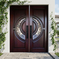 Porte d'entrée résidentielle en bois avec verre latéral, serrure intelligente sans clé à double sécurité ZS Custom Villa