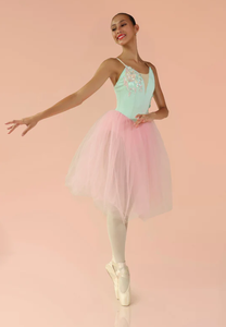 Vestidos de dos piezas para niñas de color rosa pálido de alta calidad, tutú romántico, faldas espumosas suaves, Ropa de baile - Product Image 5