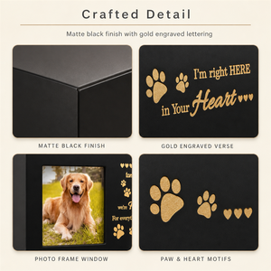 Cornice Portafoto Commemorativa per <span class=keywords><strong>Animali</strong></span> Domestici con Finestra per Foto, Versetto Inciso in Oro, Finitura Nera Opaca per Ricordo di Cani e Gatti - Product Image 2