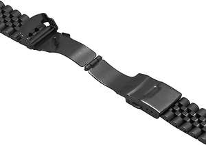 Bracelet de <span class=keywords><strong>montre</strong></span> en métal noir argenté à double boucle de verrouillage conique en <span class=keywords><strong>acier</strong></span> inoxydable 316L et 22mm pour <span class=keywords><strong>montre</strong></span> SKX - Product Image 6