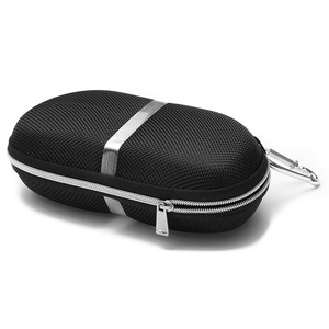 Eyeglasses <b>Case</b> EVA Zippered Black Striped With Aluminum Hook <b>For</b> <b>Sunglasses</b> - Product Image 1