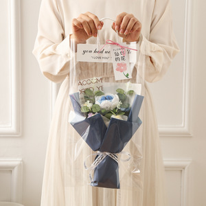 ช่อดอกไม้โครเชต์ทำมือขายส่ง ช่อดอกกุหลาบถักไหมพรมวันวาเลนไทน์ ช่อดอกทานตะวันงานฝีมือ - Product Image 3