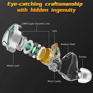 KZ <span class=keywords><strong>ESX</strong></span> หูฟังแบบมีสายรุ่นพิเศษหูฟังแบบไดนามิกเบสขนาด12มม. หูฟังแบบมีสายหูฟังในหูตรวจสอบเสียงกีฬาหูฟัง HiFi ตัดเสียงรบกวน - Product Image 3